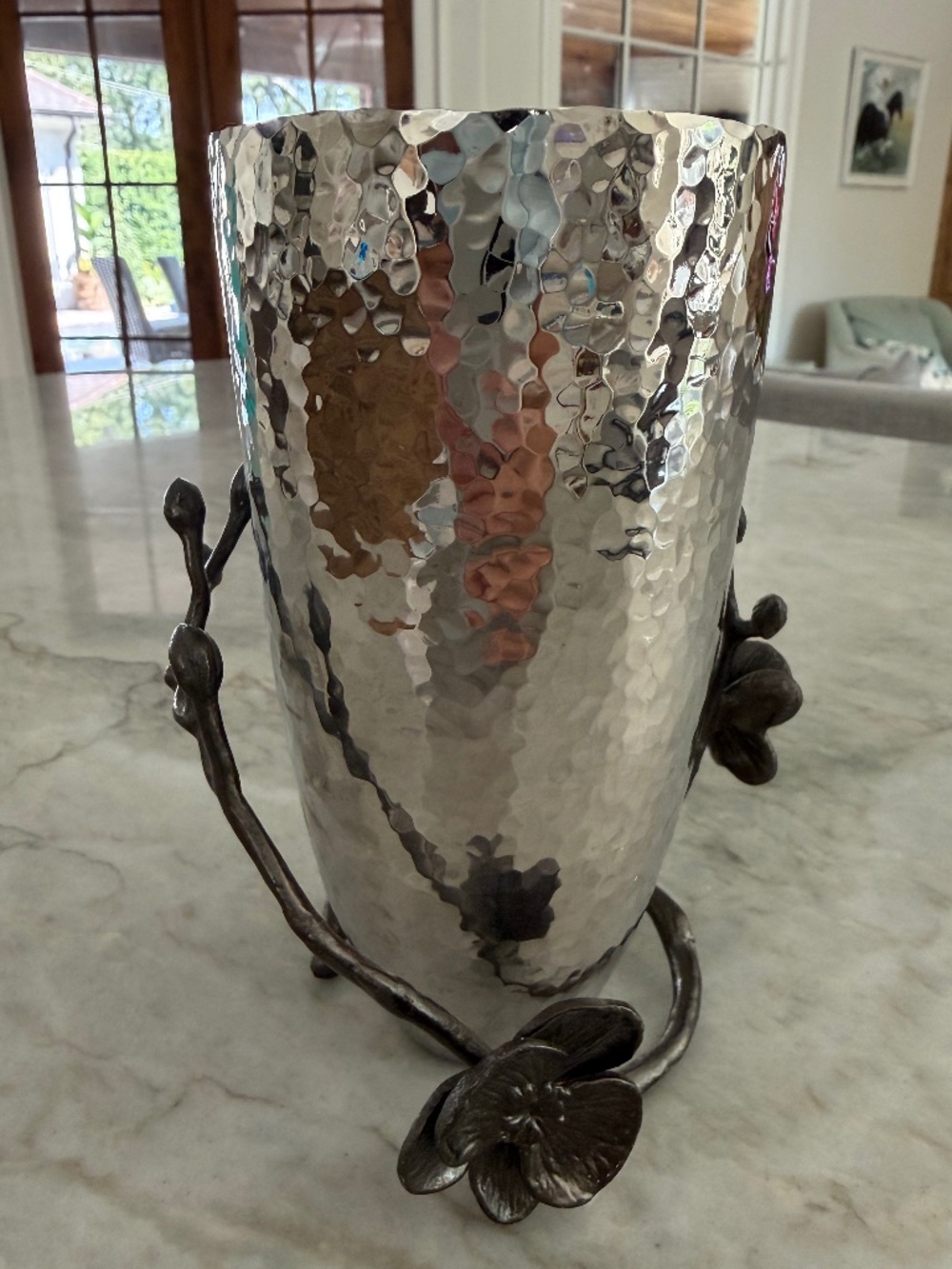 Michael Aram black orchid silver vase